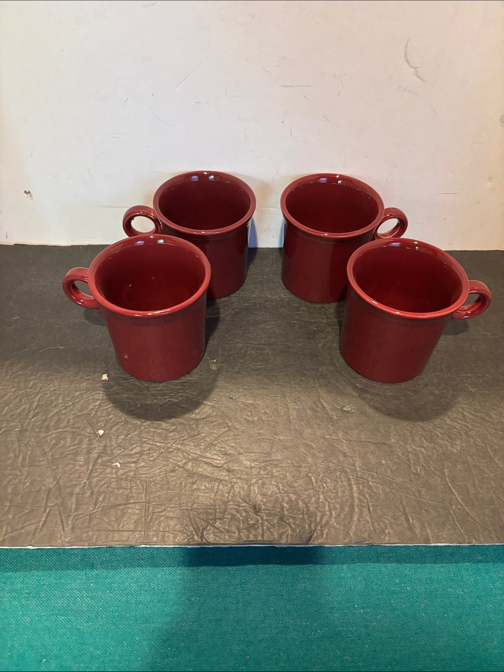 Fiesta Cinnabar Deep Red Ceramic Mugs Set of 4